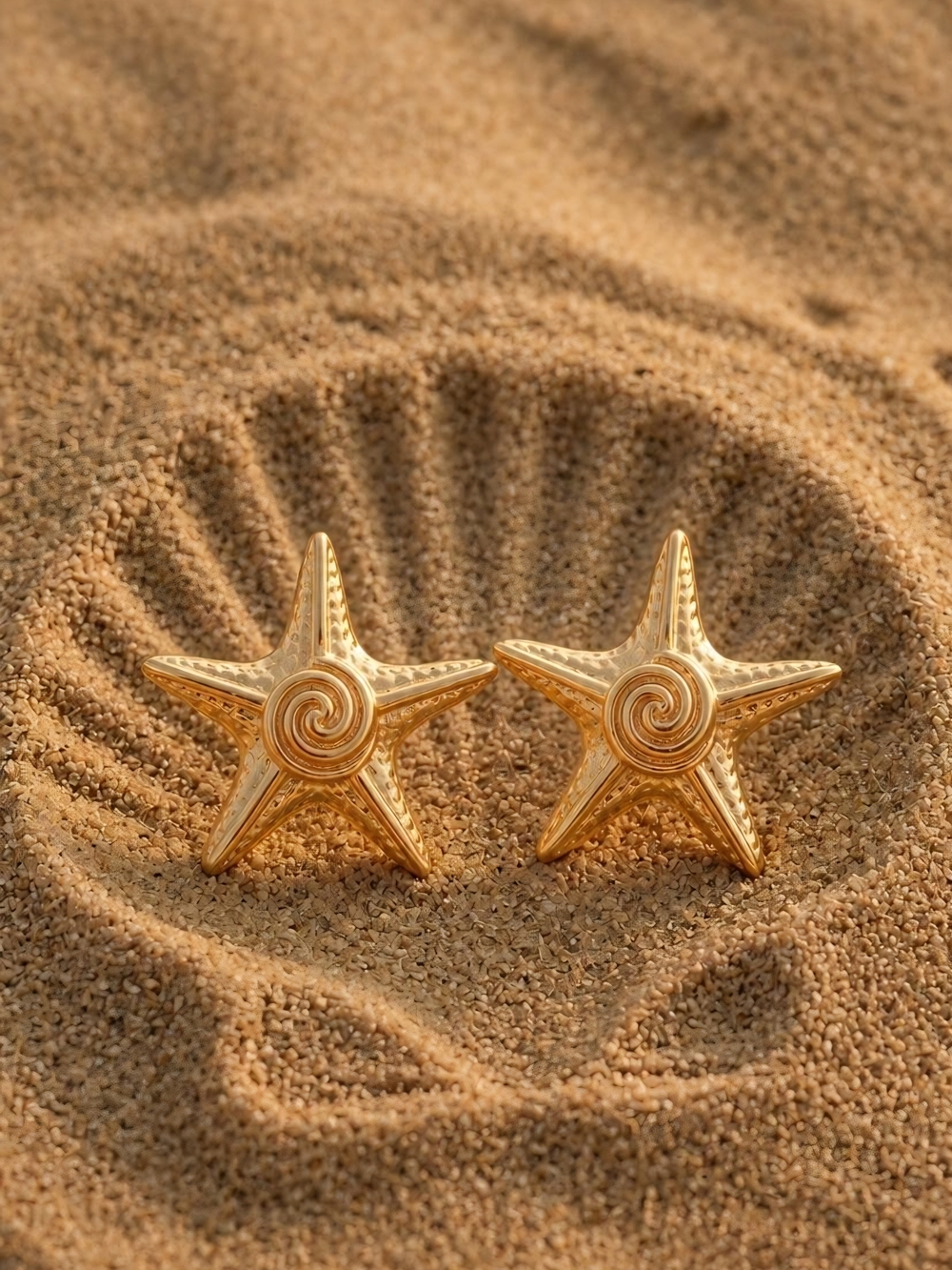 Gold Starfish Spiral Stud Earrings - Beach Luxe